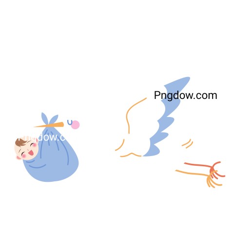 Stork with Baby Boy Cartoon