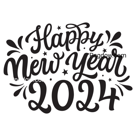 Happy new year 2024, hand lettering text