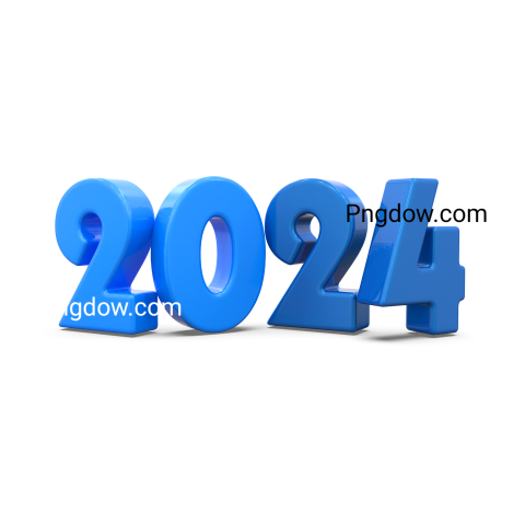 2024 New Year 3D, transparent background