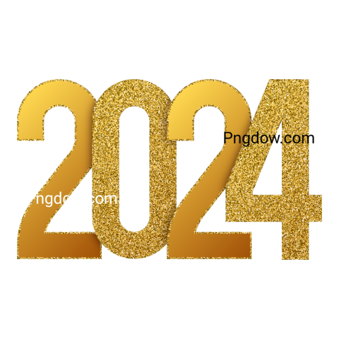 Gold 2024 New Year transparent background
