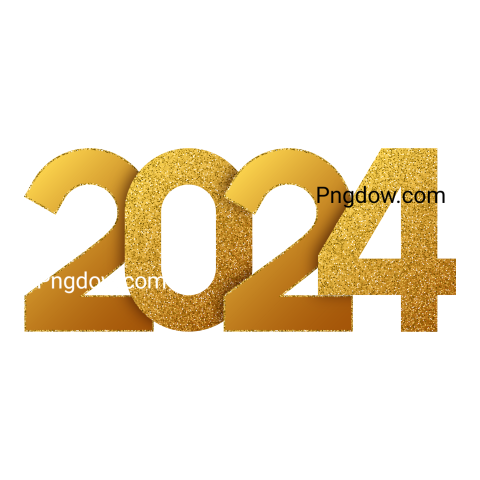 Gold 2024 New Year Png transparent Background