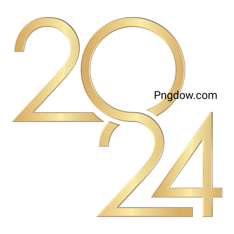 New year 2024 modern design style 3D typography of 2024 logo PNG with Transparent Background for free