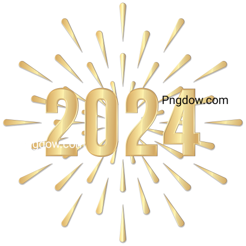New year 2024 modern design style 3D typography of 2024 logo PNG with Transparent Background