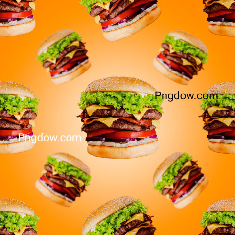 Burger pattern on orange background