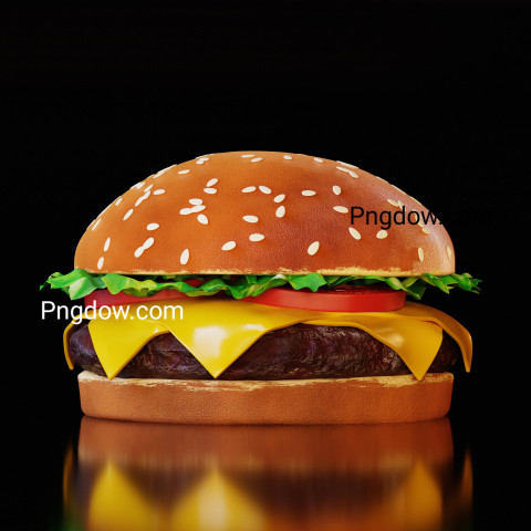 Realistic Food  Classic Burger  3D Render