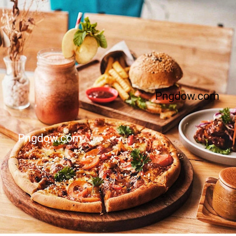 Burger and pizza background