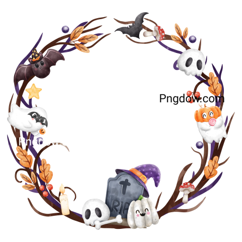 Spooky Halloween Wreath illustration