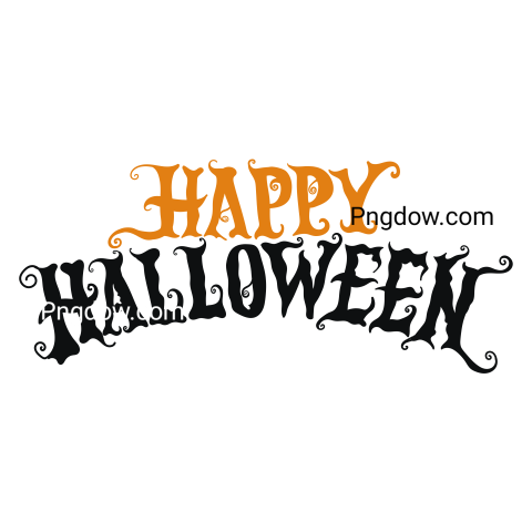 Happy Halloween Text Illustration transparent background