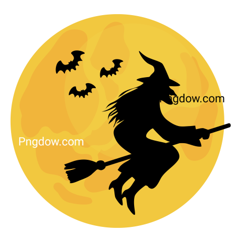 Halloween Moon with Witch Silhouette Vector Design