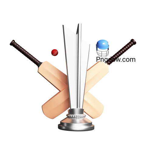 3D Render of Cricket Tournament Elements and Copy Space against Background