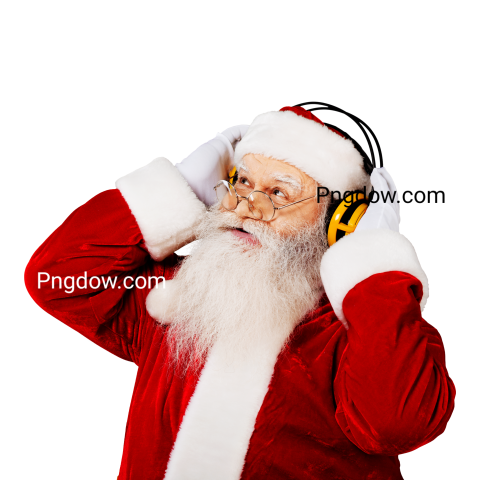 Portrait of Smiling Santa Claus in Headphones