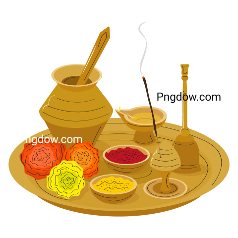 Decorated puja thali Png image