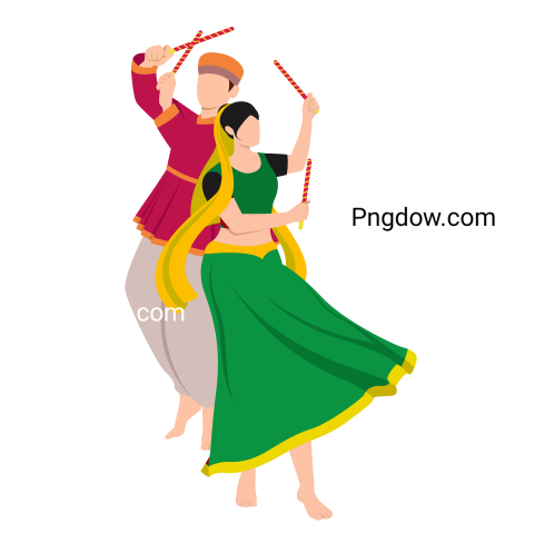 Dandiya Navratri Couple Traditional Dance Festival transparent background image