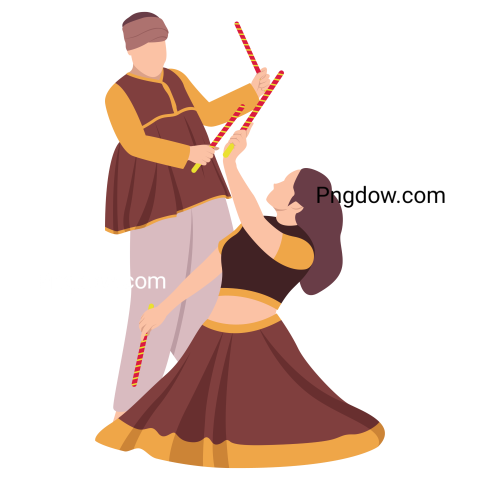 Dandiya Navratri Couple Traditional Dance Festival Png image