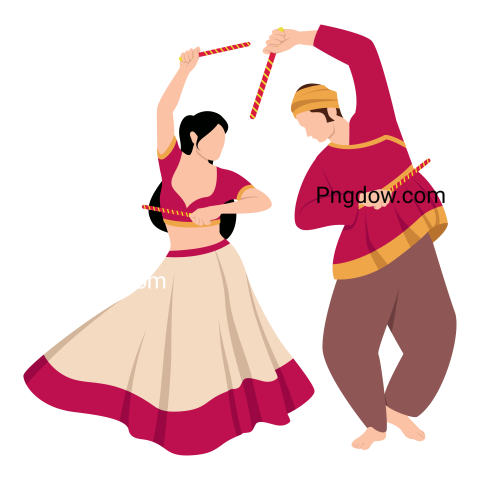 Dandiya Navratri Couple Traditional Dance Festival Png image free