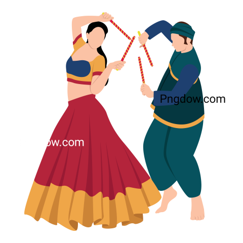 Dandiya Navratri Couple Traditional Dance Festival Png images