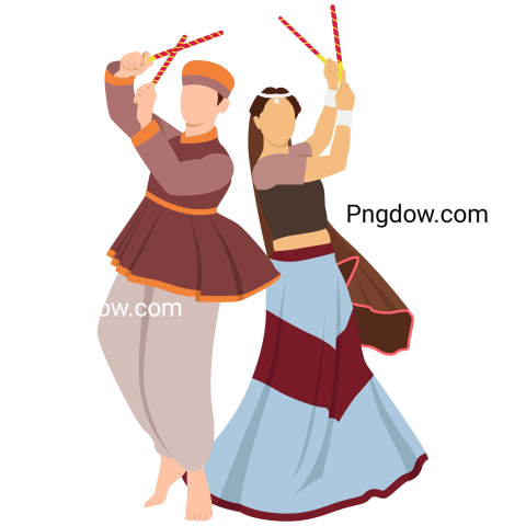 Dandiya Navratri Couple Traditional Dance Festival, Png free