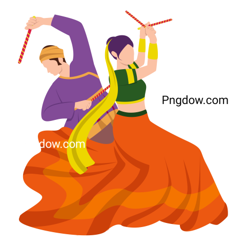 Dandiya Navratri Couple Traditional Dance Festival transparent background