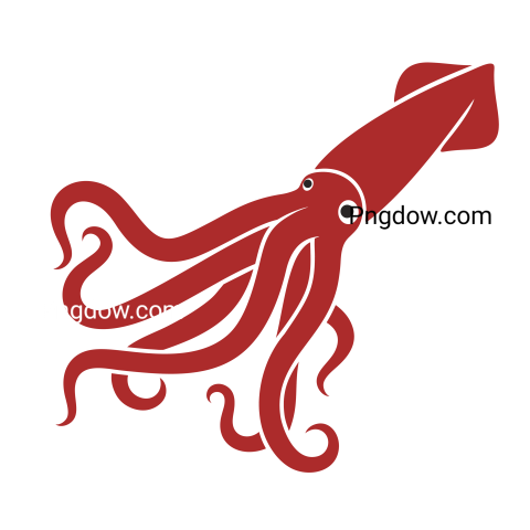 Red Squid Flat Vector png image free