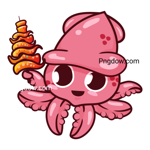 Little squid holding grilled squid