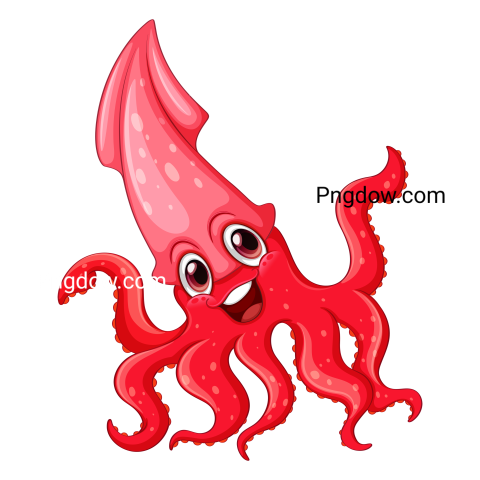 Red Squid Character Illustration Png free