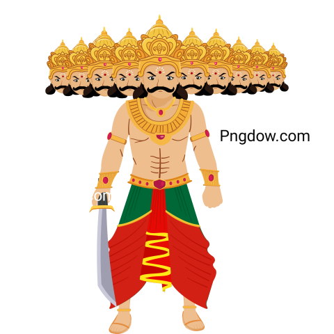 Ravan with His Ten Heads in Standing Pose for Dussehra festival of India