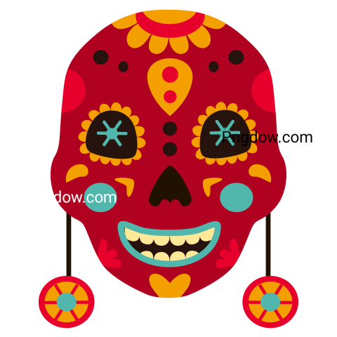 Dia De Los Muertos Skull  Mexican Day of the Dead Decorative Man and Woman Sugar Skulls with Flower, Mexico Holiday Skeleton Face Vector Set