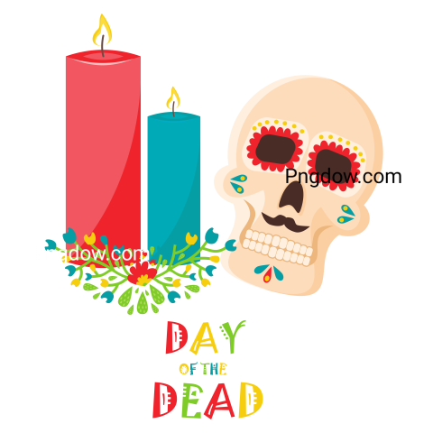 Day of the Dead Poster, Mexican Dia De Los Muertos Sugar Skull Holiday Vector Illustration transparent