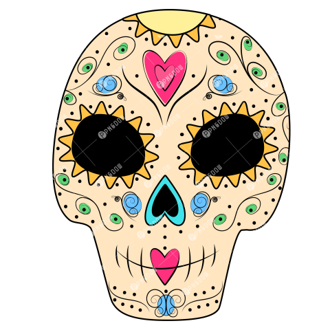 Day of the Dead  Dia de los muertos  Mexico  Sugar Skull on a transparent background Sticker  Icon