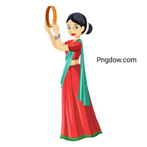 Indian Woman in Traditional Clothing in Karva Chauth Festival