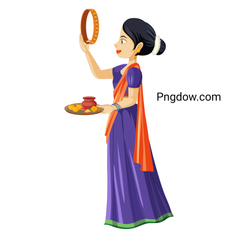 Indian Woman in Traditional Clothing in Karva Chauth Festival Th
