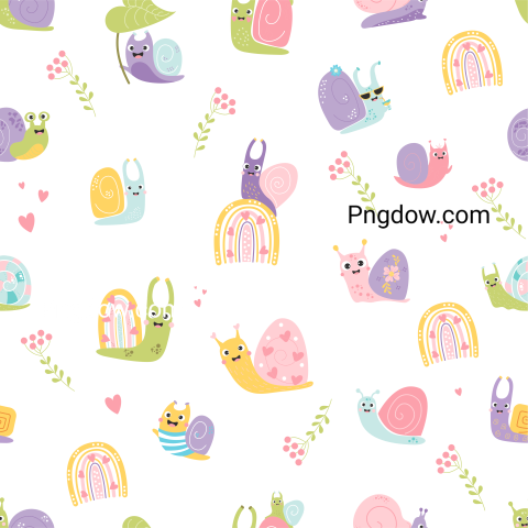 Seamless Pattern with Cute Snails
