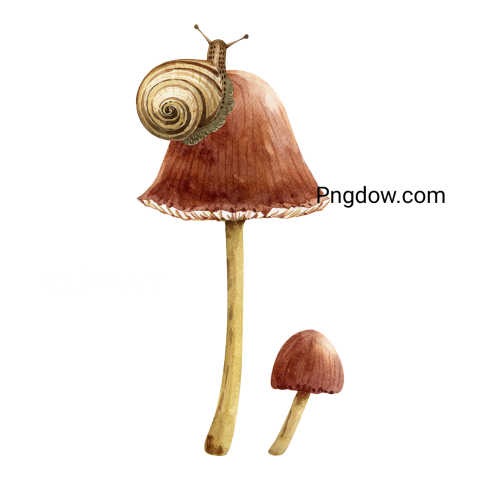 Snail on Mushroom transparent background