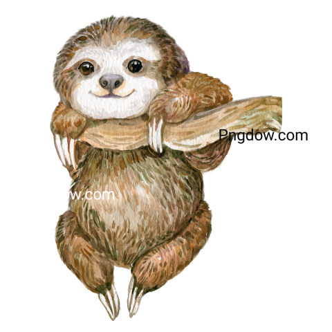 Sloth watercolor transparent background