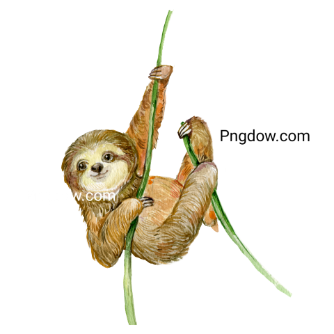 Sloth watercolor transparent background image