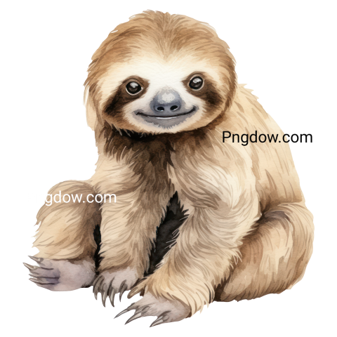 Cute sloth watercolor illustration
