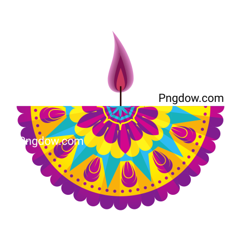 Happy Diwali Card with Candle and Mandala