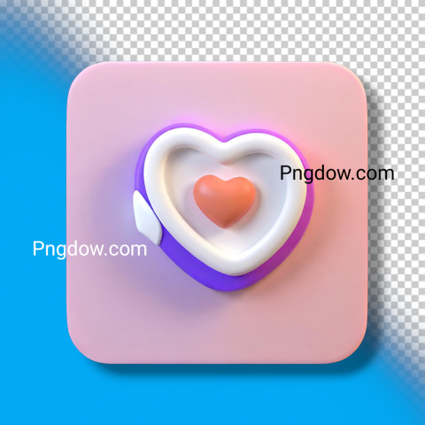 Heart circle button pink 3d icon SVG isolated cutout