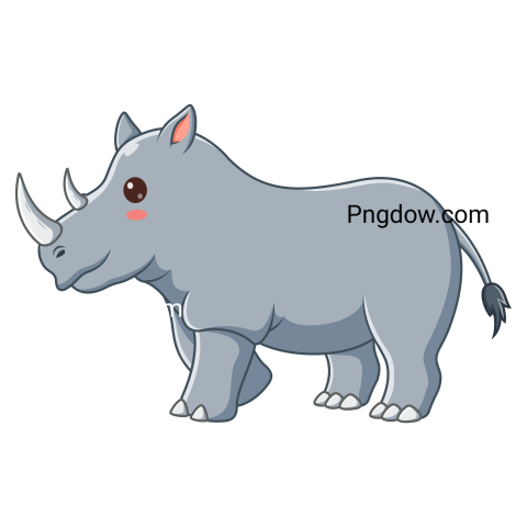 Cartoon Rhino isolated on White Background, Rhino Mascot Cartoon Character