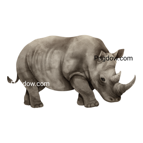 Rhinoceros savanna animals watercolor illustration
