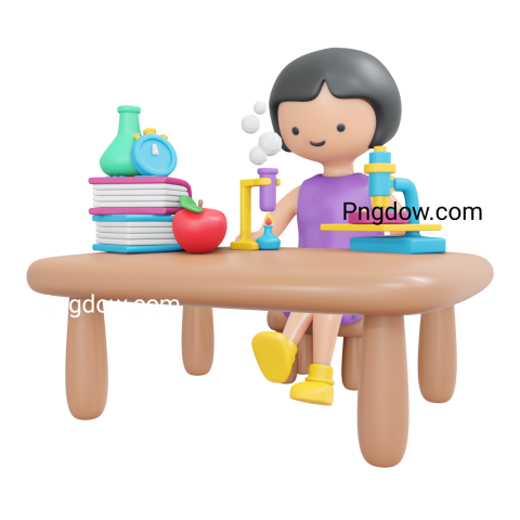 Girl learning science 3D icon