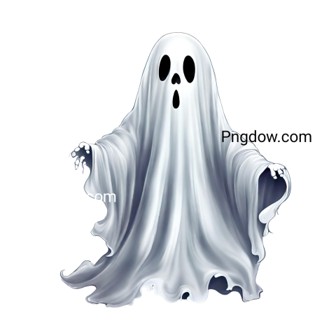 Halloween ghost on transparent background  Spirit figure, PNG element  Generative Ai