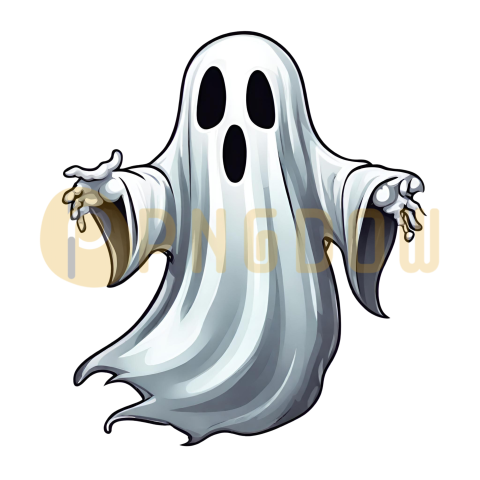 Halloween ghost on transparent background  Spirit figure, PNG element Generative Ai