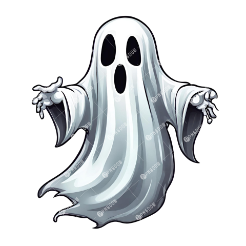 Halloween ghost on transparent background  Spirit figure, PNG element Generative Ai