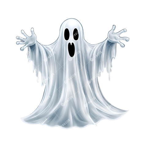 Halloween ghost on transparent background  Spirit figure, PNG Free element  Generative Ai