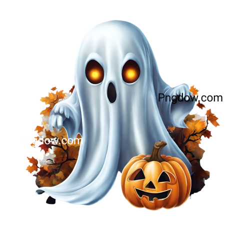 Halloween ghost on transparent background  Spirit figure, PNG free element Generative Ai