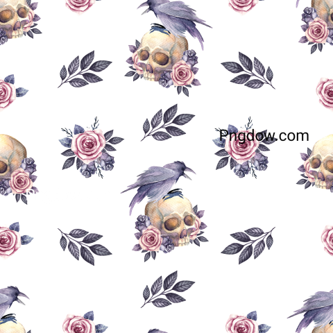Seamless pattern with crow and roses