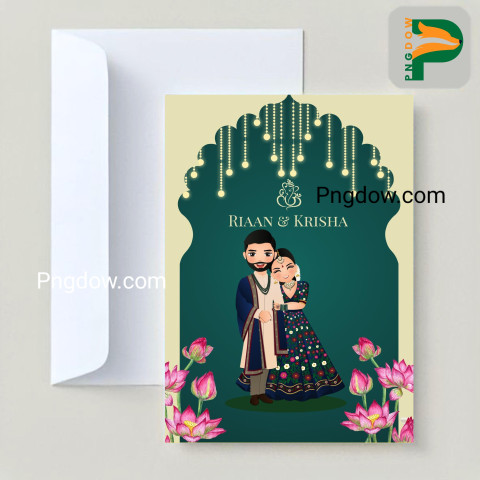 Premium Vector | Create an Elegant Wedding Invitation Card with Cute Indian Couple and Beautiful Flowers