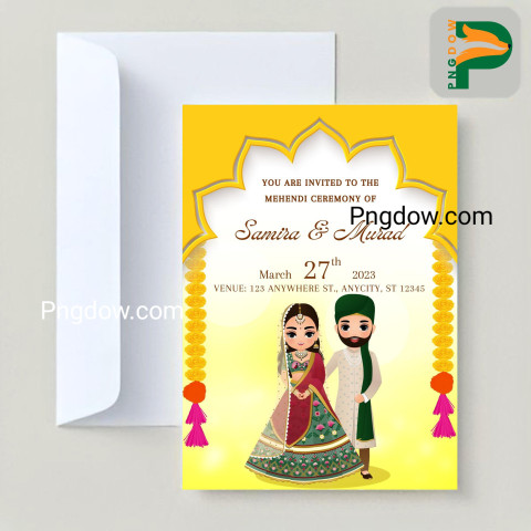 Exquisite Wedding Invitations | Premium Vector Design with Adorable Indian Couple and Floral Accents