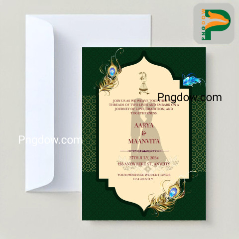 Exquisite Wedding Invitation Card, Premium Vector with Adorable Indian Couple and Floral Design
